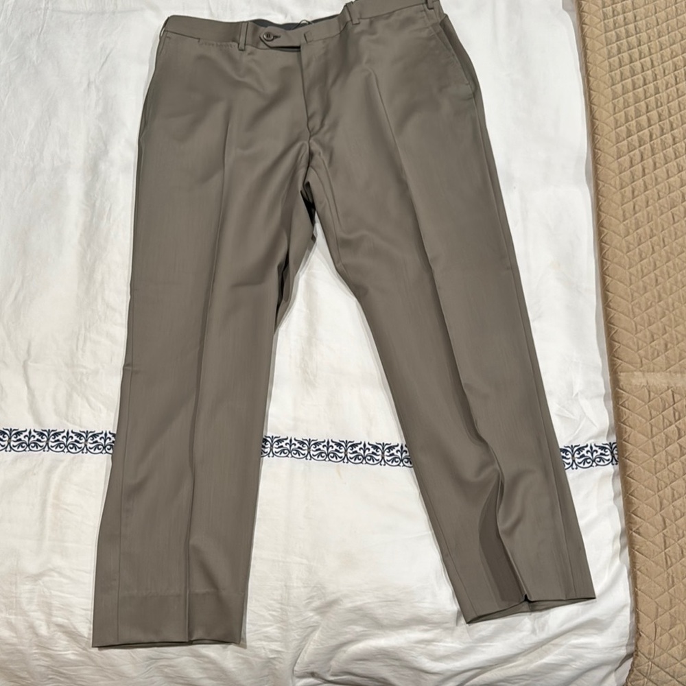 Men’s 38 Ermenegildo Zegna flat front wool pants dark olive/khaki NEW WITH TAGS
